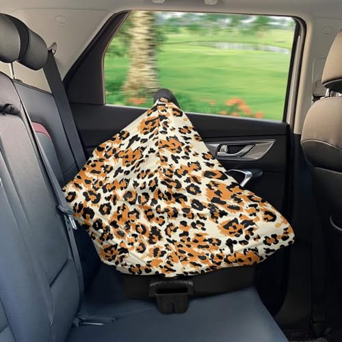 Image of Carseat Cover for Babies, Leopard Infant Carseat Cover Lightweight Baby Carrier Cover for Girls Boys, Fit Spring Summer /Hot Days /Warm Weather