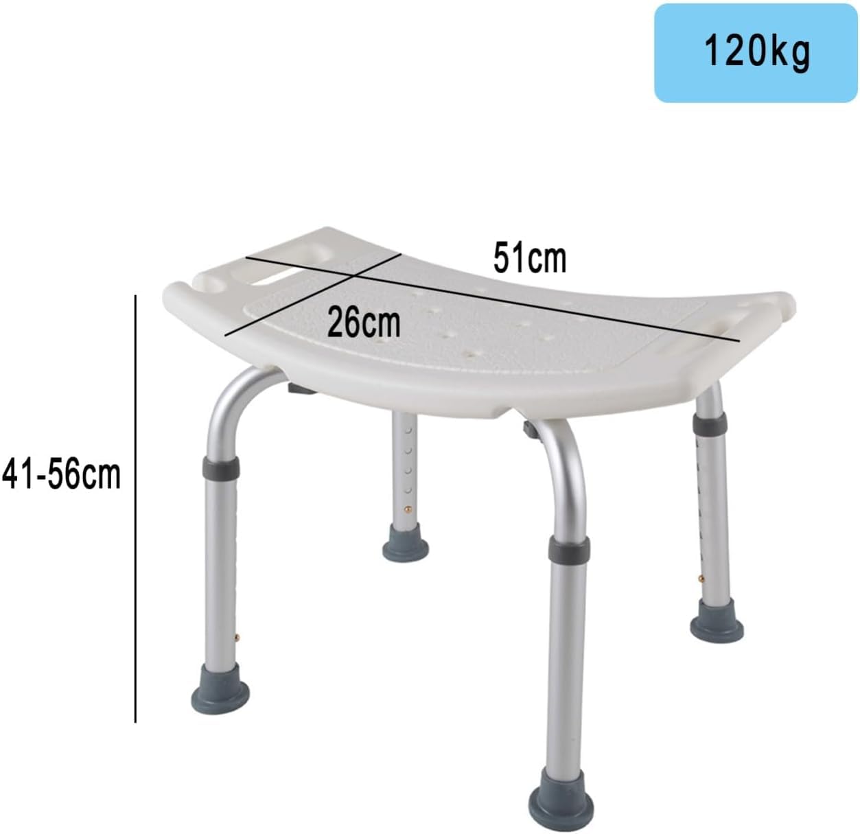 Silla de Ducha Ajustable en Altura 41-56 cm, Asiento de Ducha Antideslizante y Estable, Taburete de baño con Patas de Goma Antideslizantes, Silla de baño for Personas Mayores, discapacitados(A)
