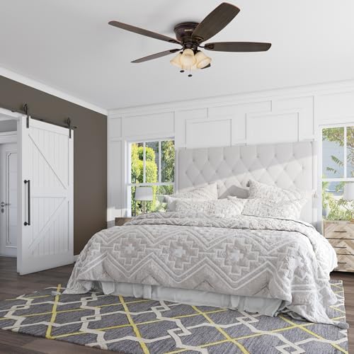 Honeywell Ceiling Fans Glen Alden, 52 Inch Classic Flush Mount Indoor LED Ceiling Fan with Light, Pull Chain, Quick-2-Hang Dual Finish Blades, Reversible Motor - 50183 (Oil Rubbed Bronze) thumbnail 9