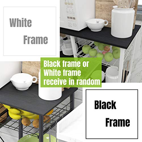SogesHome 3-Tier Microwave Stand Cart with Storage and Drawer Kitchen Baker's Rack Workstation Shelf Black, SH-W5s-BK