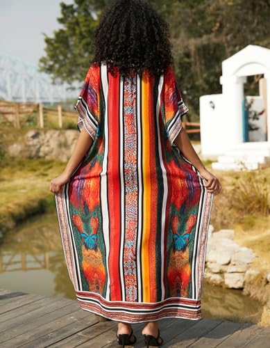 Image of NFVNKJ Women's Plus Size Beach Lounge Kaftan Maxi Dress Swimsuit Coverup for Women