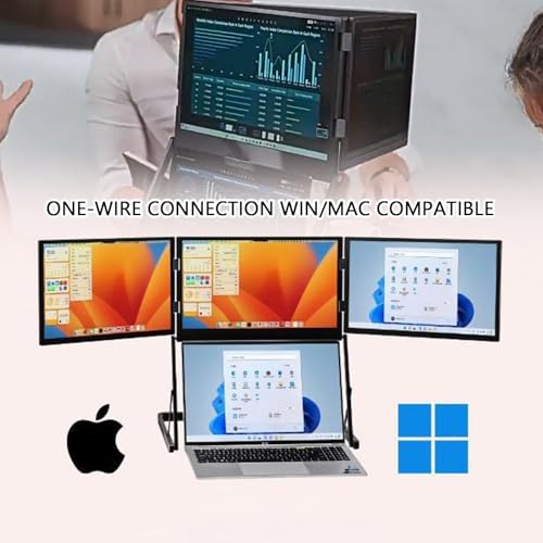 Image of Laptop Screen Extender - 15.6 inch Ultra-Thin Triple Portable Monitor 1080P FHD IPS Attachment Screen Compatible with Wins Mac，3Kg Lightest，with 360 Rotation Acjustable