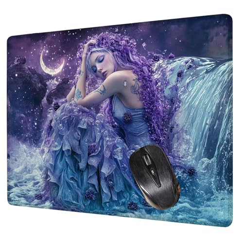 Violet Tapis de Souris Gaming 30 x 25 cm, Tapis de Souris Fille sous Main Bureau, avec Bords Cousus, Imperméable Antidérapant Mousepad, Vitesse et la...