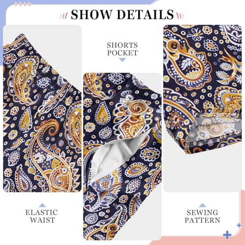 Pajama Pants Blue Yellow Paisley PJ Bottoms Sleepwear Lounge Sleep Pant with Pockets4