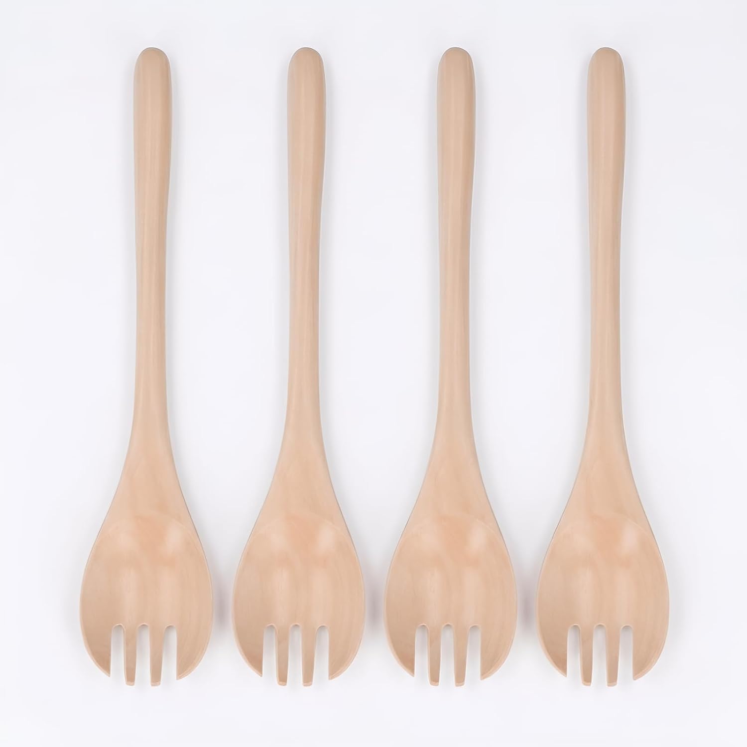 4Pcs Reusable Fruit Salad Fork Wooden Long Handle Dessert Forks