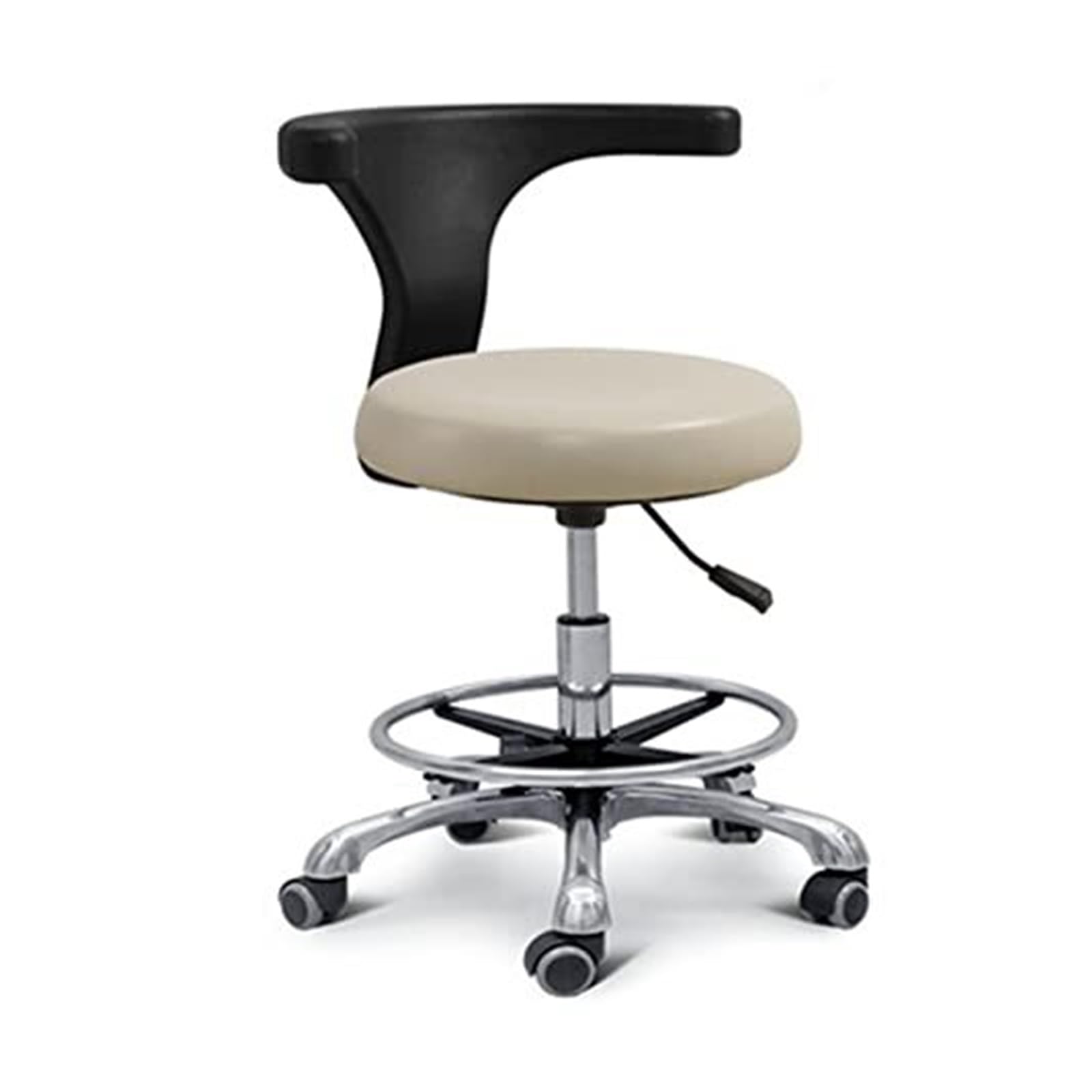OZBMA 360° Rotation Dental Stool, Height Adjustable Medical Assistant Chair, PU Leather Saddle Design with Armrest for Clinic Salon (B3)