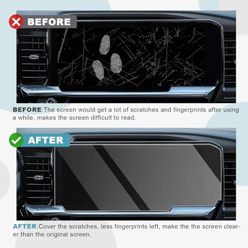 Image of CDEFG 2Pcs for 2026 Chevy Silverado Screen Protector Tempered Glass for 2026 Chevrolet Silverado 1500 2500HD 3500HD Accessories 13.4 inch Navi & 12.3 inch Instrument Screen Cover HD Clear