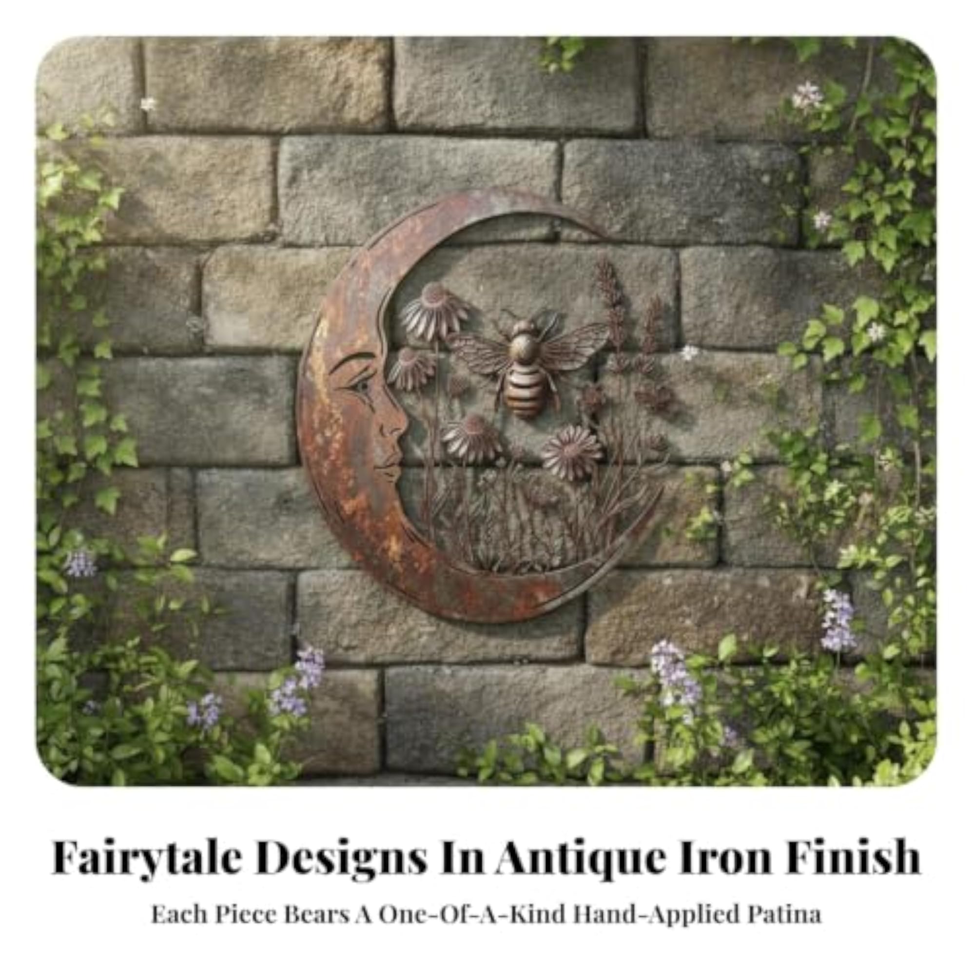 Crescent Moon Metal Wall Decor, Distressed Design