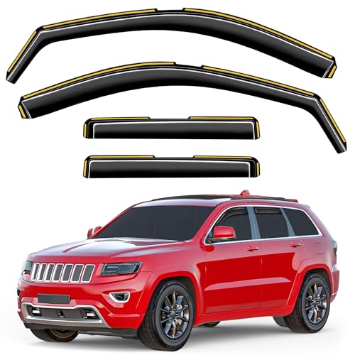 Saleago in-Channel Window Rain Guards Fit for Jeep Grand Cherokee(Limited) 2011-2021 Extra Durable Window Visors Window Deflectors Vent Visors Vent Shades Car Accessories-4 pcs 2-Q18