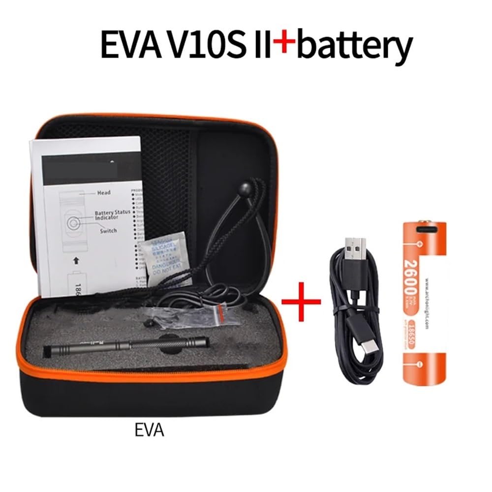 V10S II 1200 lumen Lampada for immersione subacquea Lampada for istruttore di immersione Torcia for studenti subacquei Torcia subacquea subacquea da 100 m Avventura di campeggio(Red,EVA V10S II batter
