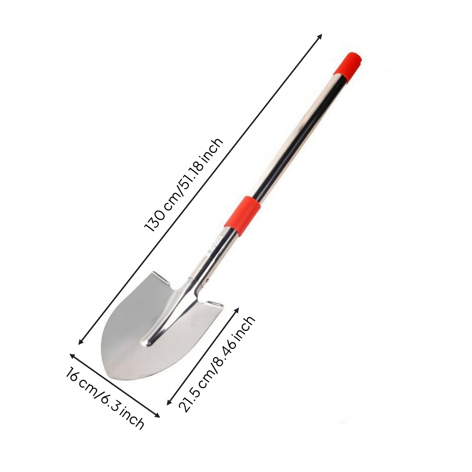 predolo Pala Acero Inoxidable Pieza Única Pala Telescópica Resistente Al Óxido Útiles Jardinería, Pala De Acero Inoxidable con Cabeza Puntiaguda, Telescópica De 1.3 Metros
