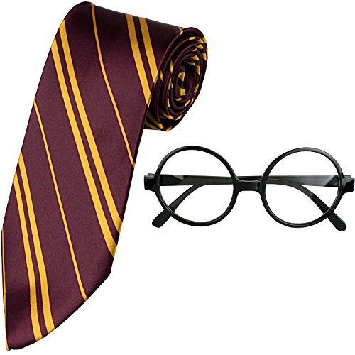 Kangaroo Wizard Tie & Glasses Costume Accessory Set Black