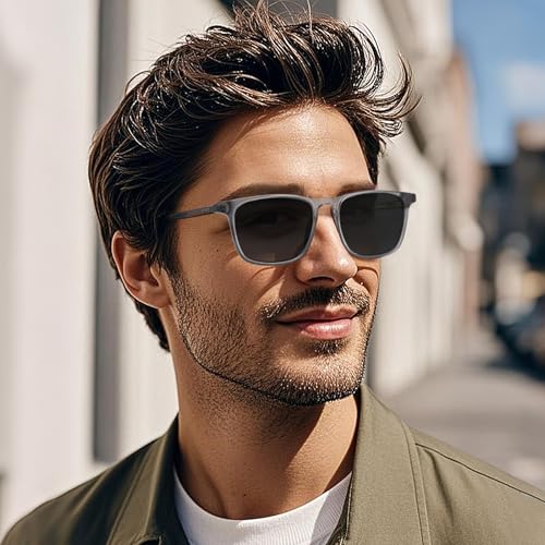 AVAWAY Acetate Polarized Sunglasses for Men, UV400 Protection Fashion Retro Cool Square Frame Driving Fishing Sun Glasses2