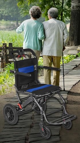 Silla de Ruedas Plegable y Ligera para Transporte, con reposabrazos abatibles, portátil para Viajes y con Capacidad para hasta 100 kg (220 lbs).