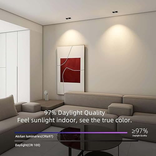 Miniatura 4 de Aisilan - Foco empotrable LED cuadrada regulable de 7 W negro de 3 pulgadas, foco empotrado moderno de techo con malla de panal para antirreflejos,