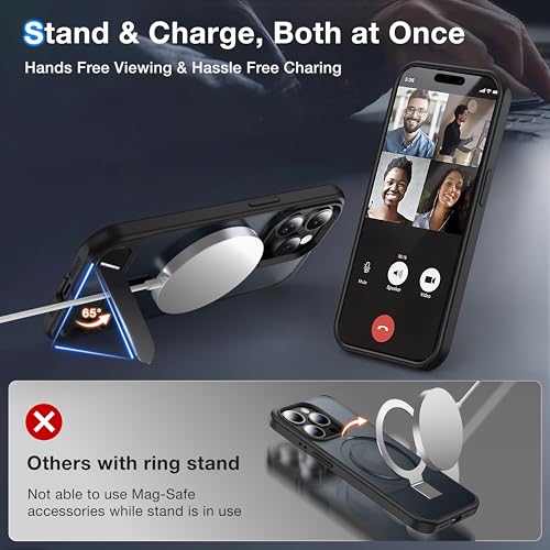 Coque iPhone 15 Pro Max fine rigide élimine les traces de doigts avec béquille de visionnage