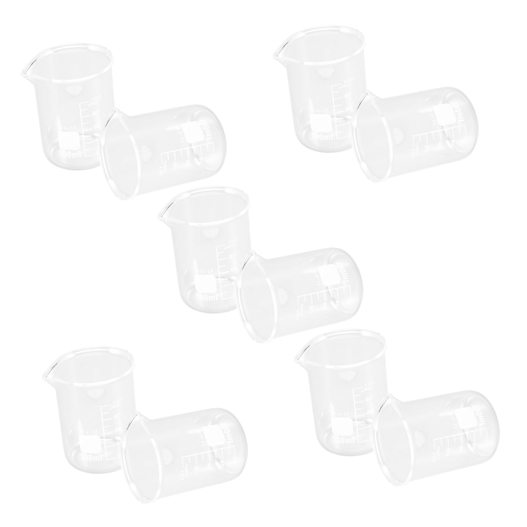 Tasses à Mesurer en Verre de 100ml, Lot de 10, Graduées | Échelle Claire, Légères et Portables, Nettoyage Facile, Format Compact pour Usage Laboratoire
