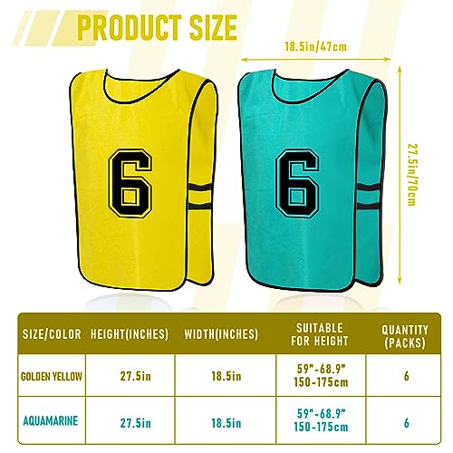 12 Pack Scrimmage Training Vest, Soccer Practice Vests with Belt, Reversible Numbered Sports Training Jerseys, Team Sports Pennies Jerseys for Youth Adult - Image 3