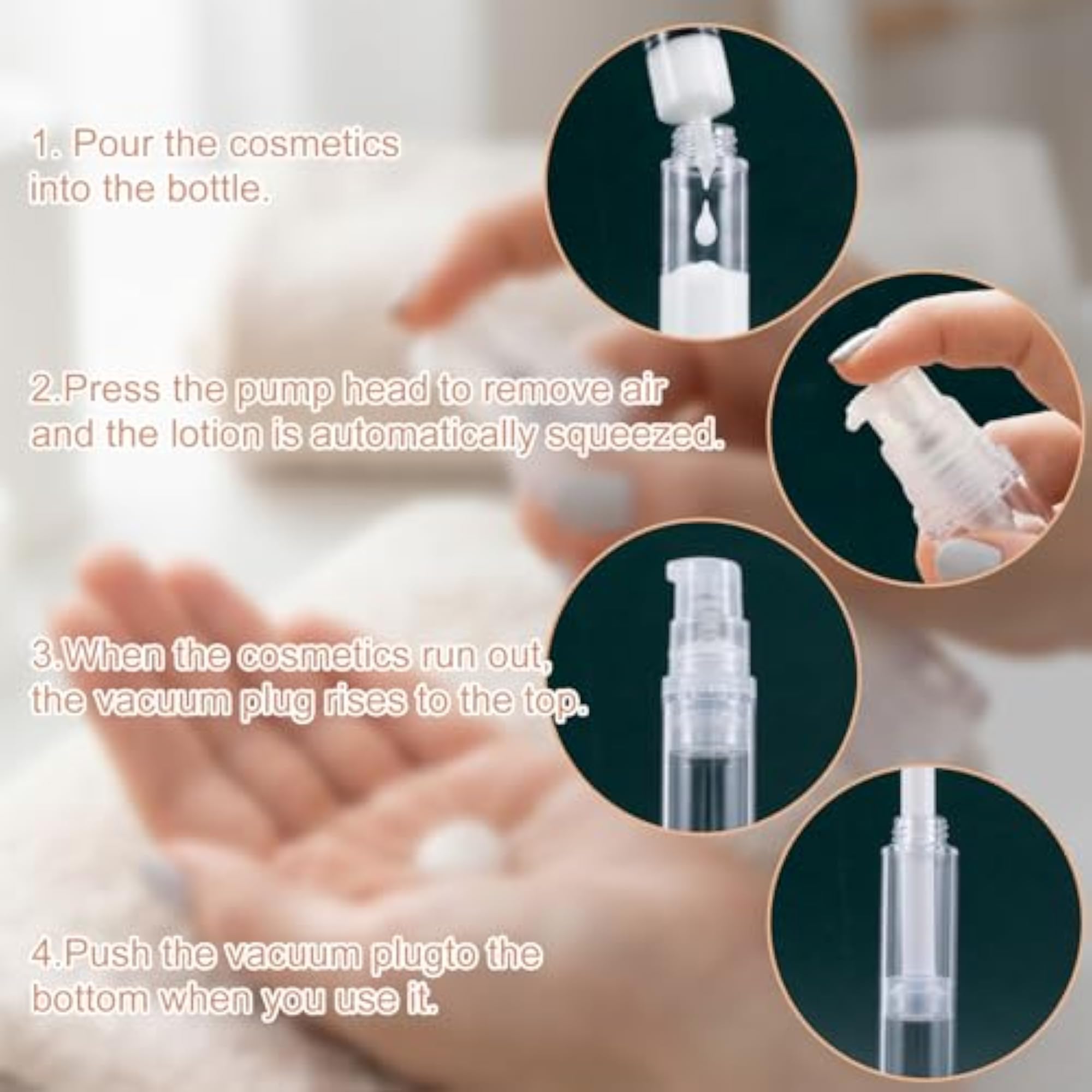 6 Pcs Clear Vacuum Pump Bottles for Travel