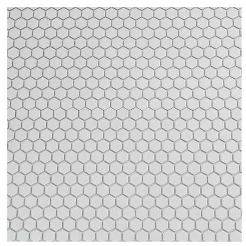 Hexagon Porcelain Mosaic Tile Matte White 10 Pack- 10.2" x