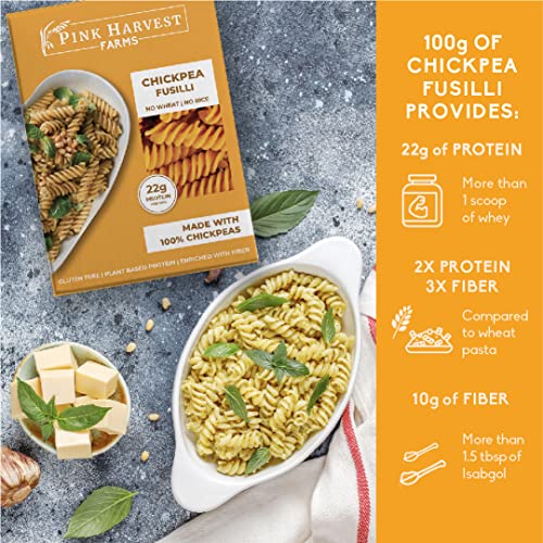 Image of Pink Harvest Farms Chickpea Pasta | No Rice - No Maida | Vegan | Gluten Free | High Protein | (Chickpea Fusilli Pasta, 200 g (Pack of 1))