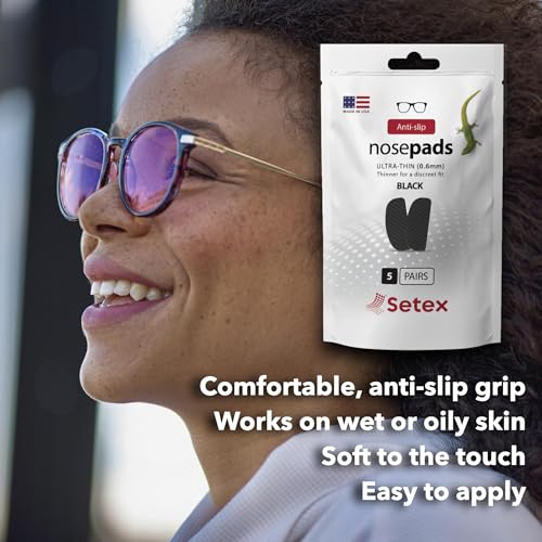Image of Setex Gecko Grip Ultra-Thin 0.6mm Anti Slip Eyeglass Nose Pads 5 Pair Black