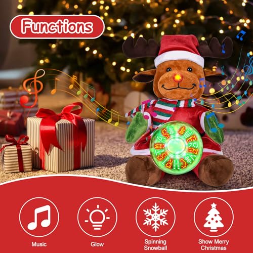 Joellfuner-Peluche-Chantante-de-Noel-Wapiti-de-Noel-avec-Enregistrement-Peluche-de-Noel-avec-Musique-et-Lumieres-Ornements-Peluche-de-Noel-Electronique-pour-Enfants-Elan-de-Noel-Assis Joellfuner Peluche Chantante de Noël, Wapiti de Noël avec Enregistrement, Peluche de Noël avec Musique et Lumières Ornements, Peluche de Noël Électronique pour Enfants (Elan de Noël - Assis) – Image 6