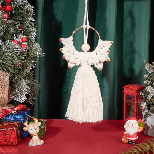 ORIGACH Conjunto de 3 kit de macramê de anjo faça você mesmo, kit de anjo de macramê boêmio, enfeite