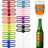 YFLife Drink Markers Silicone 24pcs, Wine Glass Charms for Party Glasses Cups Cans Dentification, Glass Markers for Drinks, Strip Tag Marker for Beer Bottle Mug Jar, Cocktail Party Solution