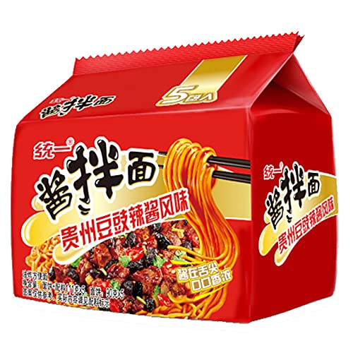 统一 酱拌面贵州豆豉辣酱干拌面 真香辣椒酱 方便面泡面袋装5连包
