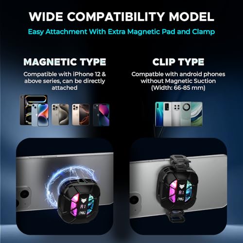 Image of Evofox Hailstone Sense AI Magnetic Semiconductor Mobile Cooler | Smart AI,L1,L2,L3 Mode for Temperature Control |15W Freeze Cooling | for iPhone 12 /13 /14 /15 /16,17, iPads and Android Smartphones