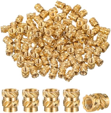 iplusmile 100Pcs M3 Threaded Insert for 3D Printing, Brass Heat Set Inserts 5.7 x 4.6mm, Knurled Nuts for Injection Molding & Plastic Parts, Compatible with Prusa, PLA PETG ABS
