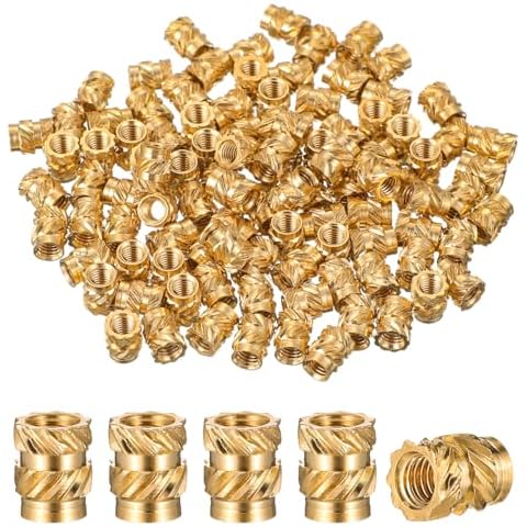 iplusmile 100pcs 3D Printing Brass Nuts M3 Thread Brass Knurled Nuts, Female Thread Knurled Heat Embedment Nut for Plastic, 3D Printing Components, Loptop, Automotive Cover