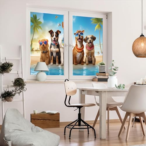 Vinilo adhesivo para ventana estampado perros 2 piezas miniatura 5