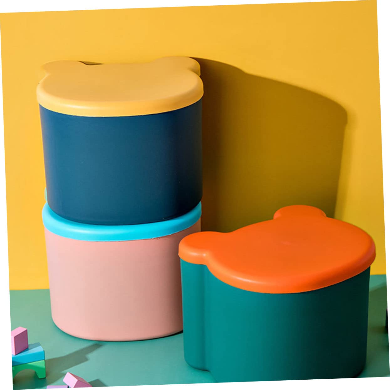 YARNOW 1 Pieza Caja de Almacenamiento Infantil Forma de Caricatura de Almacenamiento Adorable para Juguetes Cubo de Almacenaje Color Azul para Organización de Habitaciones