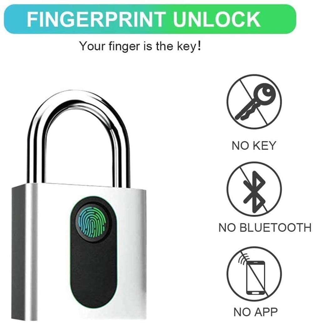 Smart Fingerprint Lucchetto, sblocco elettronico Bluetooth Sblocco remoto, Charging Portable Pundlock Impermeabile per Lo Zaino Bike Locker Uffici Blocco