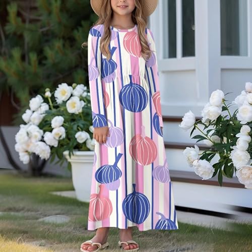 Maxi Dresses for Girls Elegant Long Pleated Flowy Swing Dress with Pockets Spring Fall Soft Comfy Long Sleeve Dress3