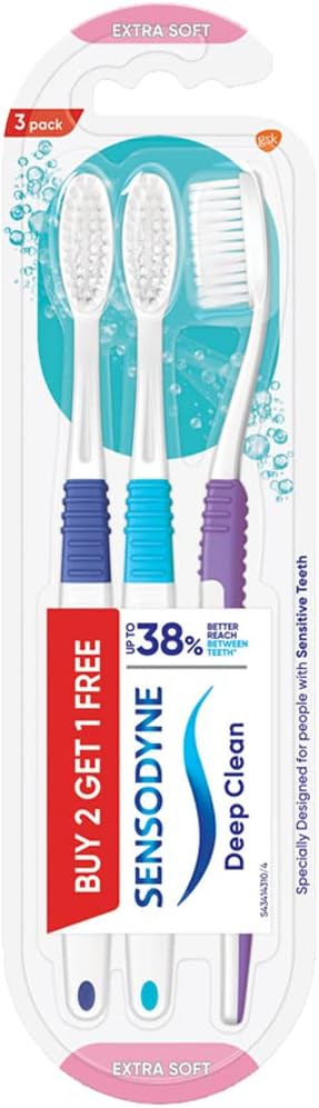 Deep Clean Toothbrush | Extra Soft Bristles Tooth Brush | Effective Cleaning, Gentle on Teeth, Toothbrush Set Pack of 3 (Buy 2 Get 1 Free), Multicolour | Dentist Recommended Brand
