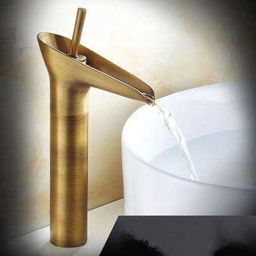 Grifo de baño de una sola palanca cascada grifo de latón antiguo caliente y frío lavabo mezclador estilo copa de vino grifos-Slt071L