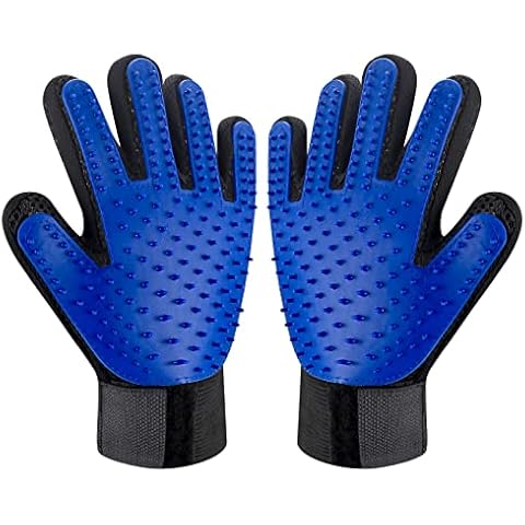 WELHAEPI 1 Pair/2 Pcs Pet Dog Cat Grooming Gloves, Pet Hair Remover Mitts, Deshedding Brush Gloves, Hair Remover Mitt Massage Gloves Brush Mitts for Long Short Fur Hair Dogs Cats Rabbits - Blue Cover