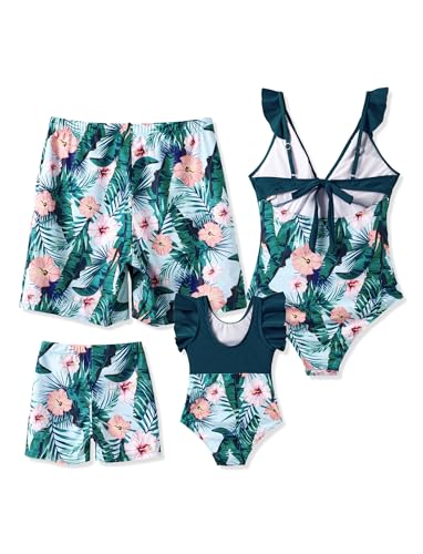PATPAT Family Matching Swimwear Floral Print Sleeveless Ruffled One Piece Bathing Suits2