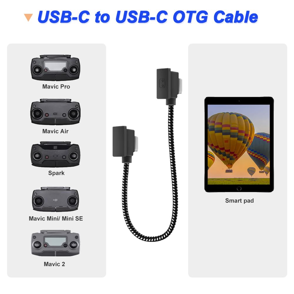 Xiatiaosann Cavo telecomando da USB C a USB C per DJI Mavic 3, Air 3S/3/2/2S, Neo, Mini 4K/2 SE/3/4 Pro, RC a tablet o telefono OTG Cavo di prolunga dati (connettore di