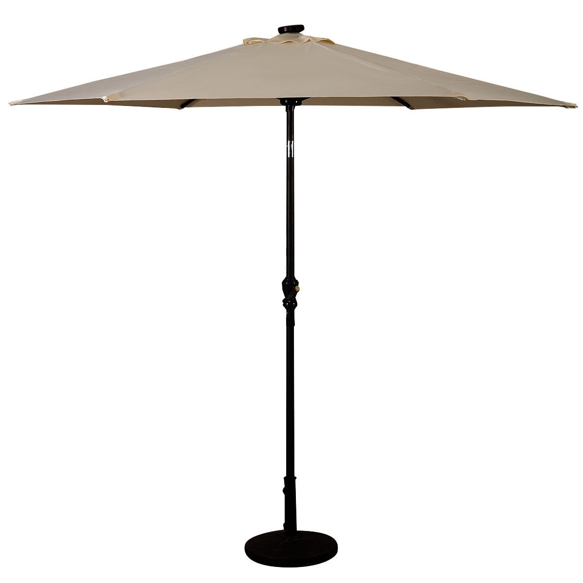 Giantex 9ft Market Patio Umbrella w/ Solar Lights, Outdoor Table Umbrella w/ Push Button Tilt and Crank, for Market Garden Beach Pool