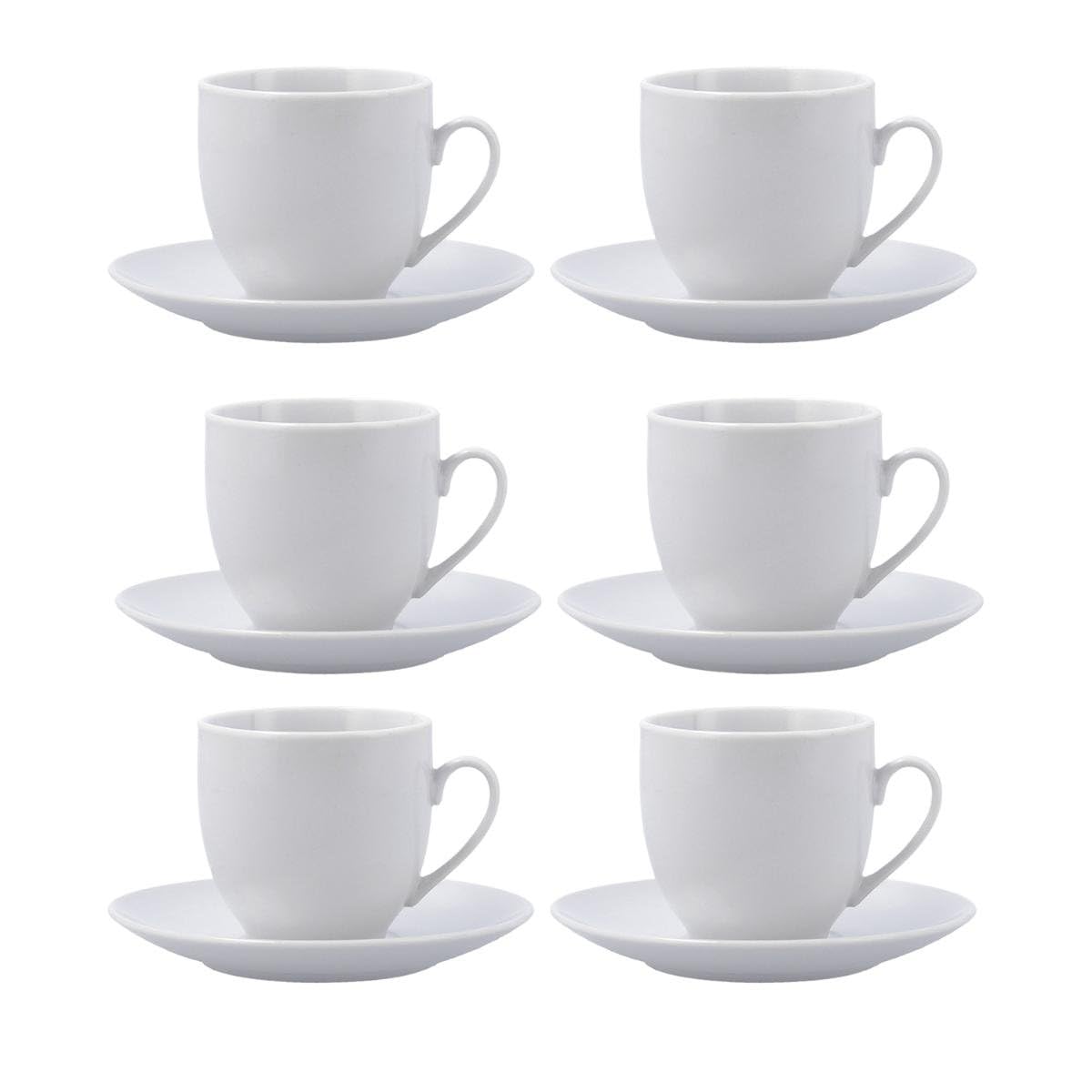 Quid New Renova Set of 6 Cups with Saucer Porcelain 20cl White