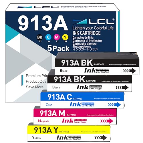 Cartouche d'encre HP 913A par LCL pack de 5 couleurs pour imprimante PageWide 352dw 477dw