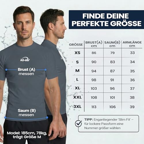 iQ-UV Herren UV 300 Slim Fit Kurzarm T-Shirt, grau (ash), M (50)