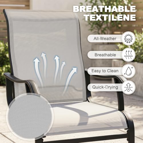 Image of NUU GARDEN Patio Dining Chairs Set of 2, Breathable Textilene Outdoor Chairs with High Back and Armrests, All-Weather Metal Frame for Backyard, Deck and Garden, Light Gray