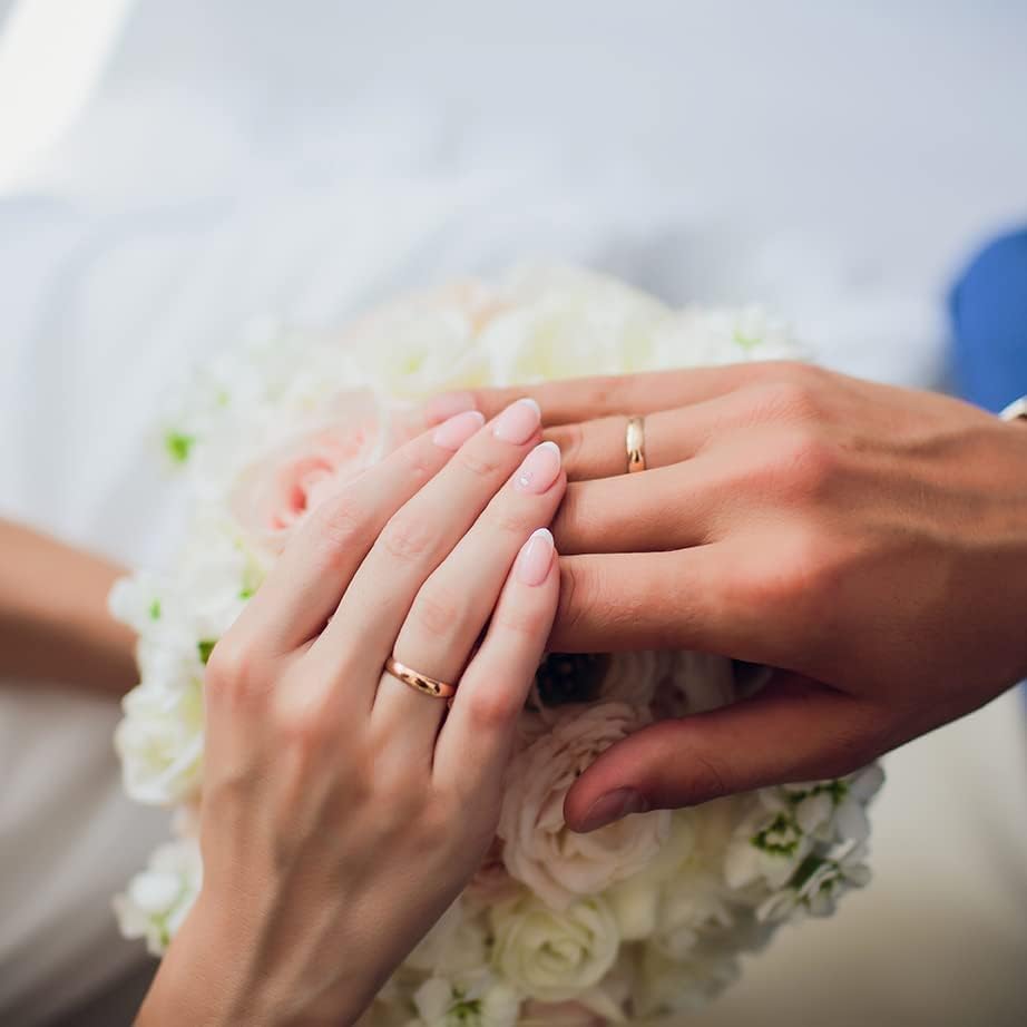 Juego de anillos de boda de 4 mm, chapado en oro de 14 quilates, juego de alianzas de boda a juego, juego de anillos de boda de plata personalizado para hombre y mujer