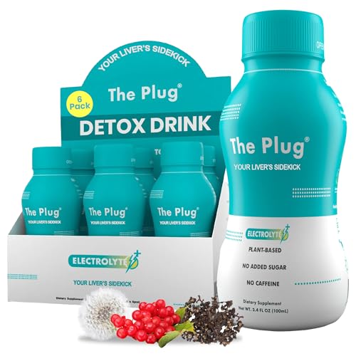The Plug Liver Cleanse Detox & Repair Drink - Plant Based Herbal Electrolyte Drink for Liver Support & Health, Bloating Relief, Restore Antioxidants & Minerals | Liver Complex Energy Drink (6-Pack)