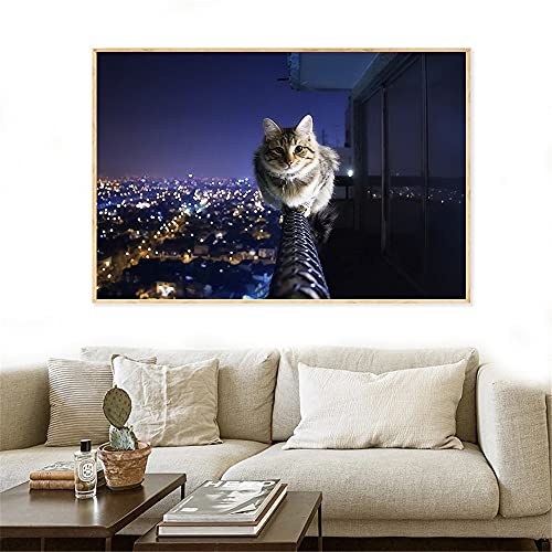 Kit Broderie Diamond Painting Complet Chaton Grand Format 70x160cm Décoration Murale Salon